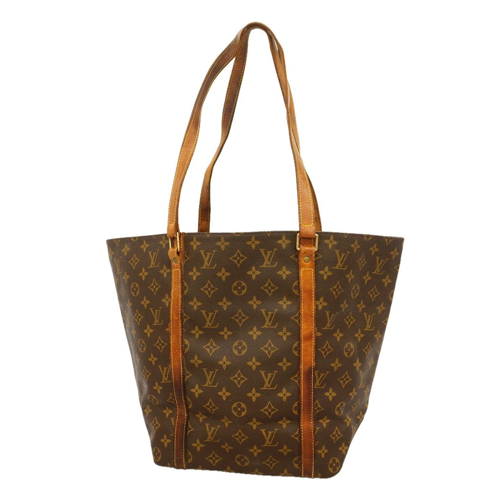 Louis Vuitton Monogram Sac Shopping Tote Bag Brown